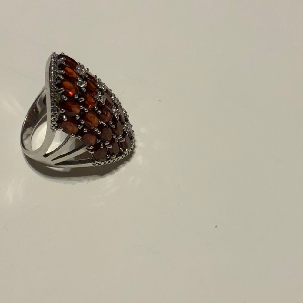 Red Garnet Rhodium over Sterling Silver Ring - Picture 2 of 4